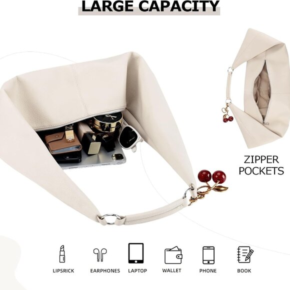 Slouchy Hobo Bags for Women Soft Vegan Leather Sling Bag Designer Shoulder Purse - Picture 5 of 6